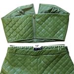 The Sang The Quilted Set Olive Sequin Bustier And High Waisted Wide Leg Pants Set Medium Photo 10