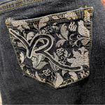 Rocawear Cute dark denim capri jeans silver embroidered back pockets stretchy  Photo 9