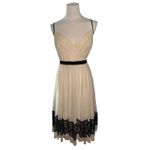 Arden B Coquette Lace Silk Midi Dress Ivory Black Spaghetti Strap Women 8 Photo 2