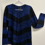 Black and Blue Chevron Striped Tunic Sweater Size L Photo 0