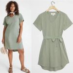 Anthropologie  Cloth & Stone Live Tie Waist Moss Green Mini Dress M Photo 1