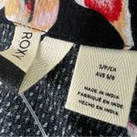 Roxy New Black Red Floral Blouse tie front size small long sleeve Photo 1