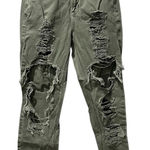 American Eagle  Jeans Olive Green High Rise Distressed Women Size 6 Petite Photo 0
