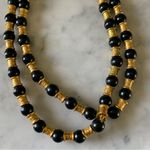 VTG Liz Claiborne Gold And Black Beaded Necklace 30” Greco Roman Style Photo 5