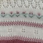 Vintage Knit Embroidered Hoodie Sweater Oatmeal Pink Floral Cropped Crochet Size M Photo 10