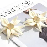 ZARA NEW❗️ Beaded Floral Earrings White Yellow Flower Photo 4