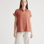 Quince  • Vintage Wash Tencel Camp Shirt in Terracotta Photo 7