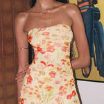 Princess Polly  Strapless Floral Dress - Yellow and Red Photo 0