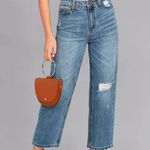 Anthropologie NWT  EVIDNT Malibu Medium Wash Distressed Girlfriend Jeans Size 26 Photo 0