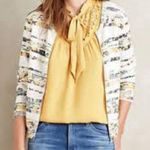 Anthropologie Moth NWT Array Floral Striped Zip Front Cardigan Sweater Size L Photo 0