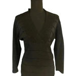 Frank Lyman Design Holiday Black Sweater Dress w/ Silver Sparkles, size Medium Photo 2