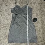 Lulus  Forever a Diva Shiny Silver Metallic Lurex Cutout Mini Dress Large NWT Photo 8