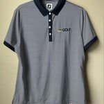 FootJoy  NBC Golf Polo Women's Size L Dark Blue White Stripe Short Sleeve Shirt Photo 0