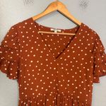 Madewell Women's Tiered-Sleeve Peplum Top in Inkspot Dot Burnt Clay Size 4 Photo 3