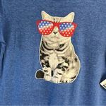 Blue‎ Patriotic Cat Shirt Size Medium Blue Photo 2