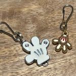 Mickey Mouse Gold & White Glove Hand Charm with Spring Hook Photo 2