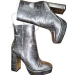 Report Silver Chunky Heeled Boots Size 8 Photo 0