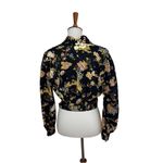 ZARA  Knotted Cropped Blouse Long Sleeve Floral Black Gold Size Medium Photo 1