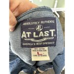 At Last Vtg Denim Shirt Big Lace Collar Cottagecore Cowgirl Granola Girl Lace Up Sz L M‍ Photo 7