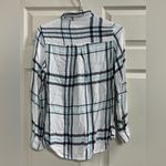 Miami  Women's Roll Tab Sleeves Blue and White Plaid Shirt - Size Small - VGUC Photo 1