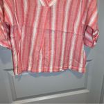 Gap  Pink/White Striped V Neck 3/4 Sleeve Top size M Photo 5