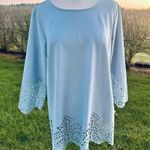 Dennis Basso Luxe Crepe Laser Cut Top Photo 1