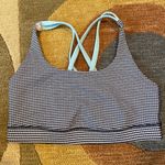 Lululemon Athletica Gingham Black White Teal Energy Bra Sports Bra Size 6 Photo 0