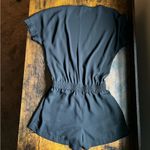 BCBGMAXAZRIA Black Deep Cut Cap Sleeve Romper Photo 3