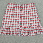 Miami Flower Skirt Womens L White Red Button Front Lined Ruffles Mini Francescas Size L Photo 8
