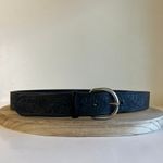 Silver Creek USA Made Floral Tooled Black Genuine Leather Silver Belt Size Large Photo 10