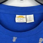 C&C California CC California Pineapple Print T Shirt Dress Blue Gold Summer Beach Casual Size S Photo 7