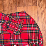 Dee Elly women’s Red Christmas Tartan Plaid Button Up Shirt Fall Winter Casual Photo 2