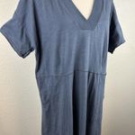 Umgee  Women's Cotton Midi Dress Blue Pockets V-neck Short Sleeve Oversized sz M Photo 2