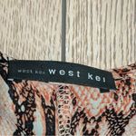West Kei  Blouse M Medium Peach Black Snakeskin Print Tunic Top Shirt Semi Sheer Photo 1