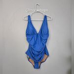 J.Crew  Ruched V-neck one-piece swimsuit Blue Photo 2