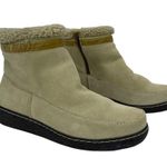 Lands' End Womens Size 10 Cream Suede & Fleece Lined Winter Ankle Botties Boots Photo 1