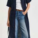 Gant 100% European Flax Linen Short Sleeve Navy Shirt Dress Midi Size 38 US 8 Blue Photo 0