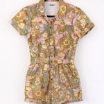 Show Me Your Mumu Cannon Romper Groovy Blooms Floral Denim | Size Small Photo 1