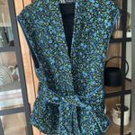 ZARA  quilted floral vest tie ditsy waistcoat jacket print adjustable padded Photo 1