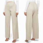 Maniere De Voir high rise waist pleated faux leather wide leg pants cream size 8 Photo 1