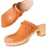 Anthropologie Loeffler Randall Lupa Honey Mid Heel Clog Leather Round Toe Brown 10B Photo 0