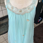 Vintage nightgown by Radcliffe size small baby blue sheer chiffon lace babydoll Photo 5