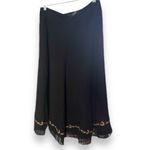 Silk Pleated Floral Embroider Skirt Size 8 Black Photo 1