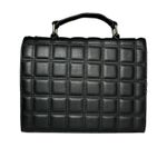 Charles David Quilted Black Bow Satchel Bag | Faux Leather Red Lining Top Handle Photo 1