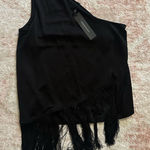 BCBGMAXAZRIA  Black One-Shoulder Fringe Top Photo 0