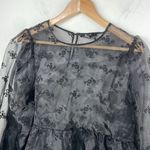 Forever 21 Semi Sheer Cropped Puffy Long Sleeves Top Floral size Large Photo 4