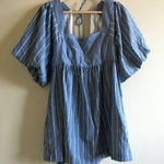 Free People NEW Denium Striped Dress puffy sleeves Photo 0