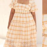 Anthropologie NWT $188 By Yellow Puff-Sleeve Eyelet Pullover Midi Dress 2X Photo 0