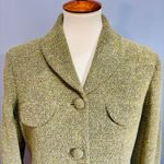Vintage Fall Green Tweed Blazer w/Funky Floral Print Liner, Size 8P Photo 2