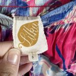 Anthropologie Lilka Small Cropped Pants Tropical Palm Leaf Print Bright Pink Blue Wide Leg Photo 4